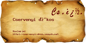 Cservenyi Ákos névjegykártya